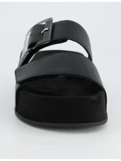 Leren slippers zwart