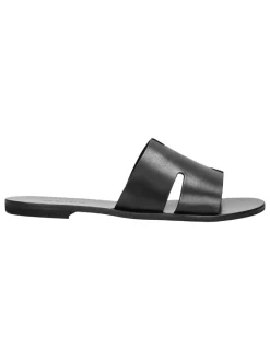Leren slippers zwart