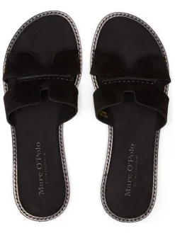 Leren slippers zwart