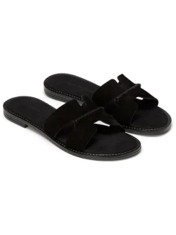 Leren slippers zwart