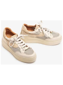 Leren sneakers beige