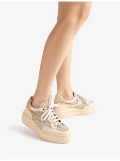 Leren sneakers beige