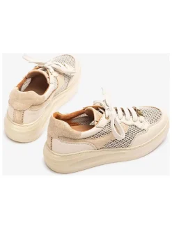 Leren sneakers beige