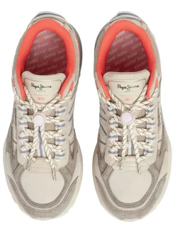 Leren sneakers beige