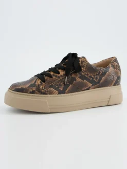 Leren sneakers beige/bruin