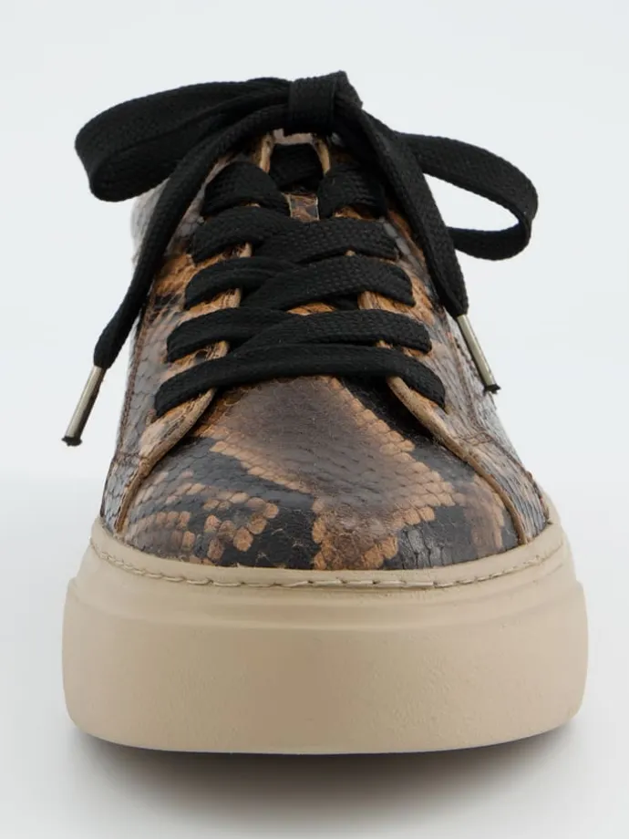 Leren sneakers beige/bruin