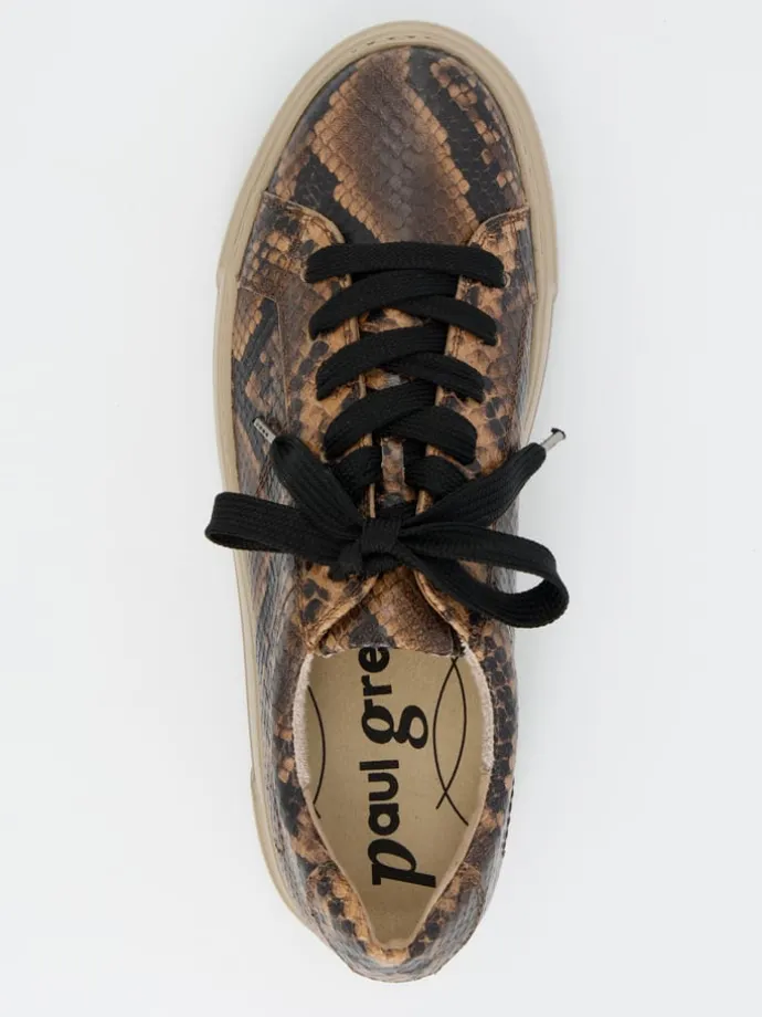 Leren sneakers beige/bruin