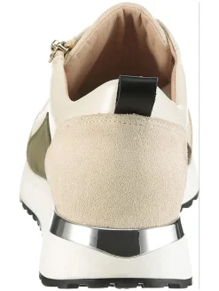 Leren sneakers beige/kaki