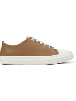 Leren sneakers lichtbruin/beige