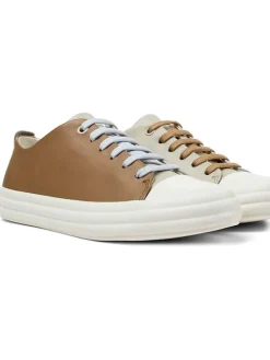 Leren sneakers lichtbruin/beige