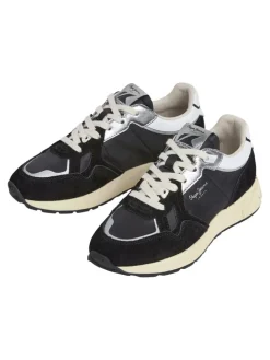 Leren sneakers "Marlon" zwart/zilverkleurig