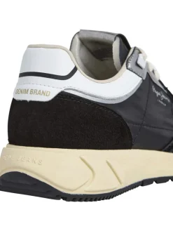 Leren sneakers "Marlon" zwart/zilverkleurig