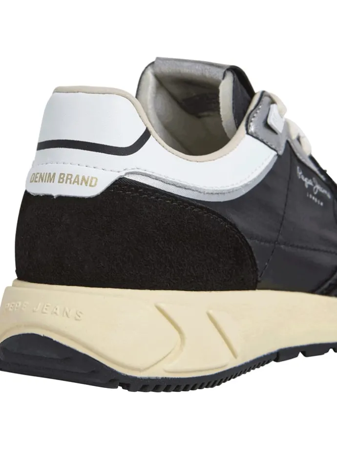 Leren sneakers "Marlon" zwart/zilverkleurig