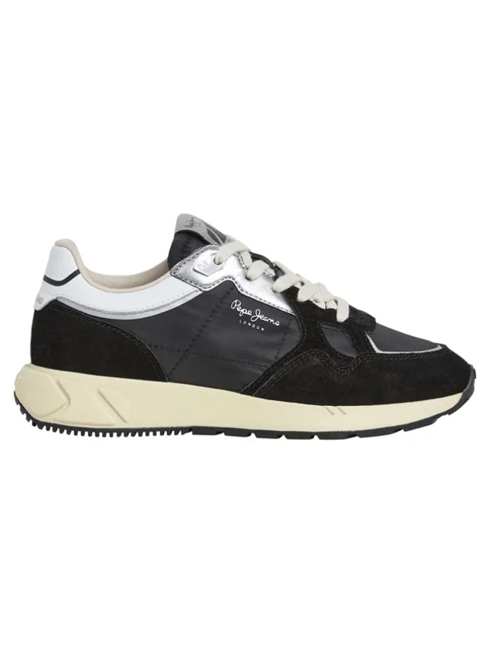 Leren sneakers "Marlon" zwart/zilverkleurig