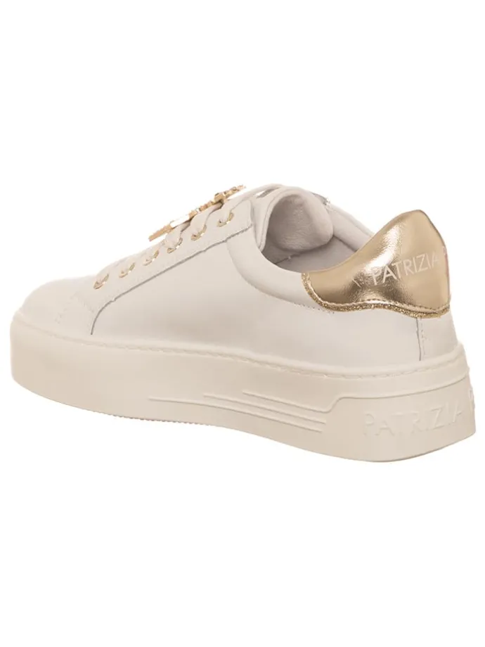 Leren sneakers wit/goudkleurig