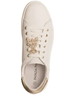 Leren sneakers wit/goudkleurig