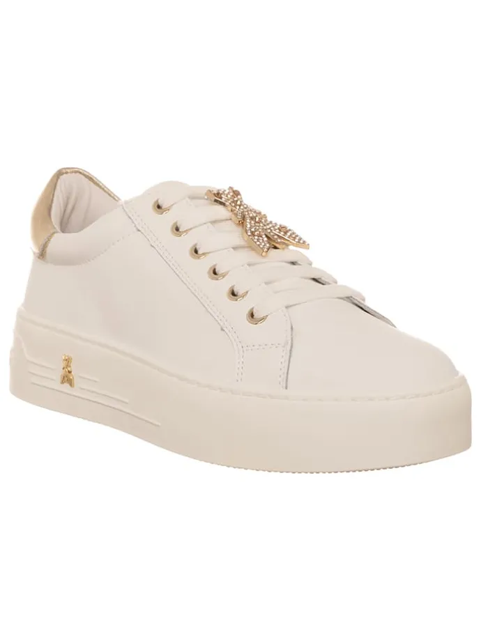 Leren sneakers wit/goudkleurig