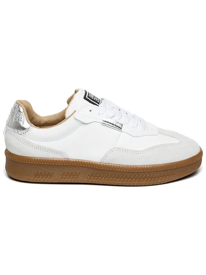 Leren sneakers wit/zilverkleurig