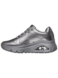 Leren sneakers zilverkleurig