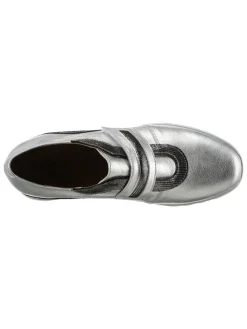 Leren sneakers zilverkleurig