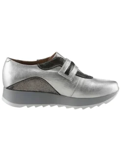 Leren sneakers zilverkleurig