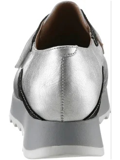 Leren sneakers zilverkleurig