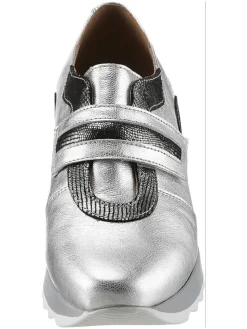 Leren sneakers zilverkleurig