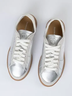 Leren sneakers zilverkleurig