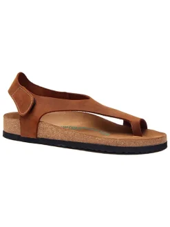 Leren teensandalen bruin