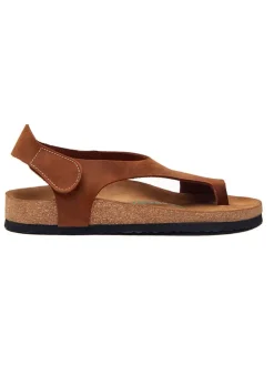 Leren teensandalen bruin