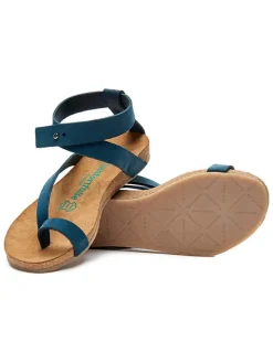 Leren teensandalen donkerblauw