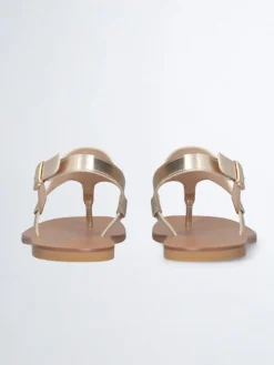 Leren teensandalen goudkleurig