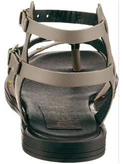 Leren teensandalen kaki