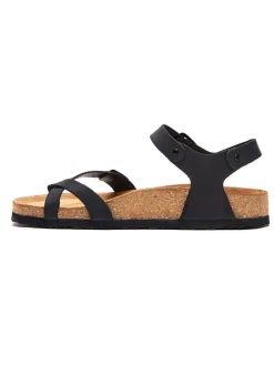 Leren teensandalen zwart
