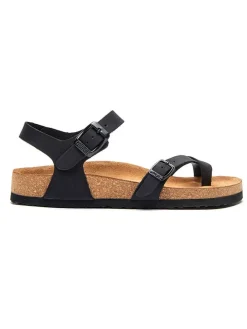 Leren teensandalen zwart