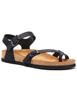 Leren teensandalen zwart