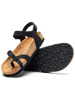 Leren teensandalen zwart
