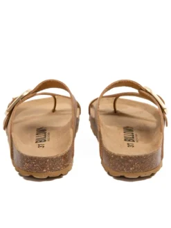 Leren teenslippers bruin