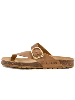 Leren teenslippers bruin