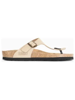Leren teenslippers "Camelia" beige