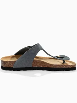 Leren teenslippers "Camelia" grijs