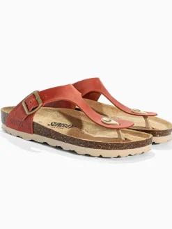 Leren teenslippers "Camelia" oranje