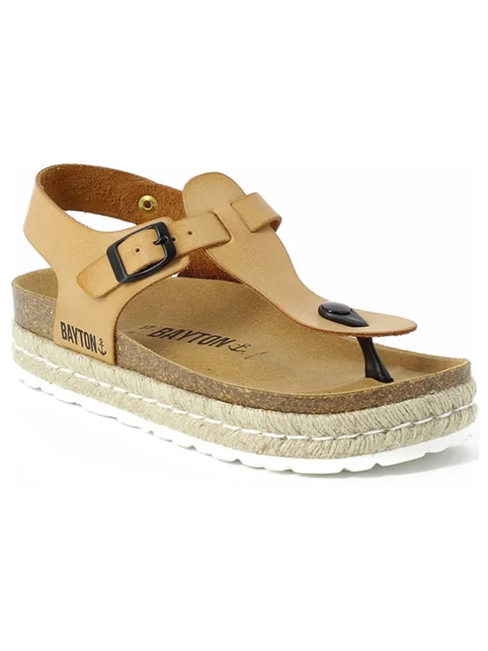 Leren teenslippers "Celiane" camel