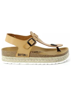 Leren teenslippers "Celiane" camel