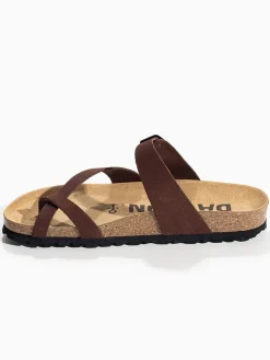 Leren teenslippers "Diane" bruin