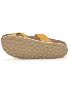 Leren teenslippers geel