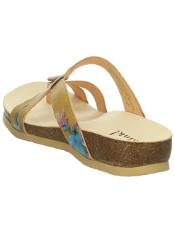 Leren teenslippers "Julia" lichtbruin