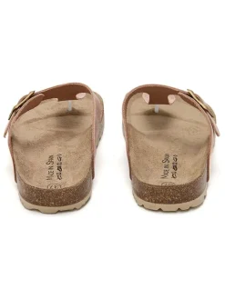 Leren teenslippers lichtroze