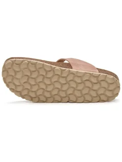 Leren teenslippers lichtroze