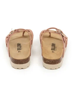 Leren teenslippers lichtroze